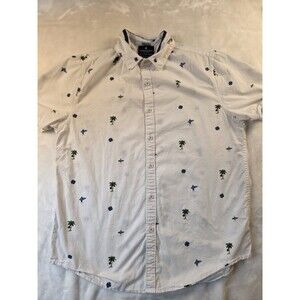 Denim & Flower Men's Large Multicolored Slim Fit Short‎ Sleeve Shirt With Flaws